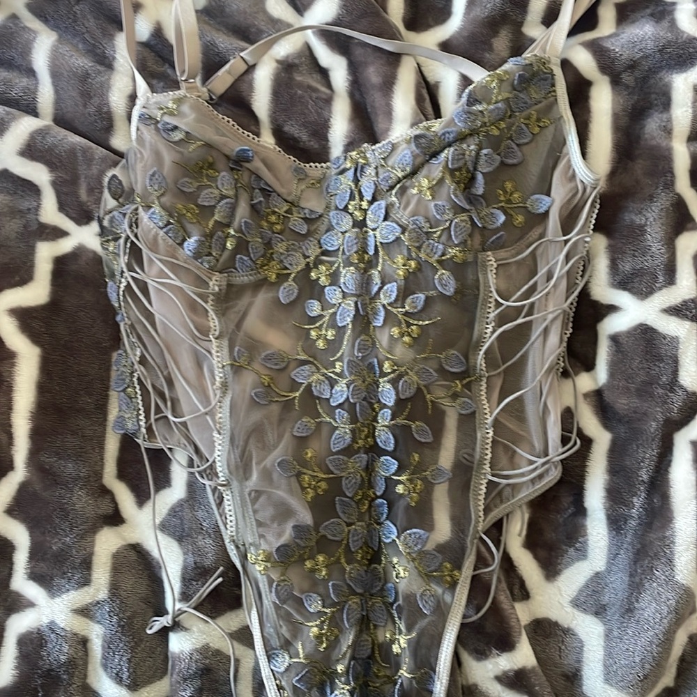 Mesh lingerie body suit with gorgeous detailing. Size M.